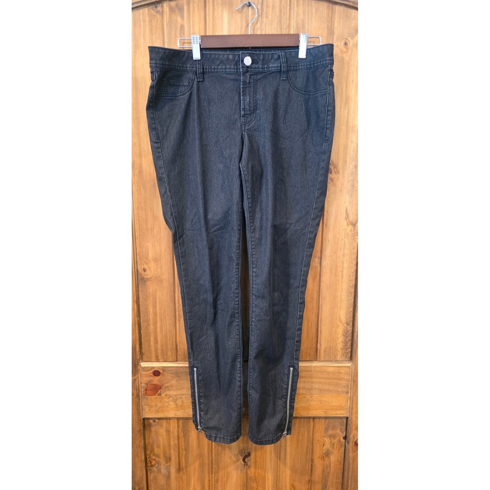 Allen B.‎ Skinny Jeans Womens 12 Black Excellent Ankle Zip Stretch Denim Pants